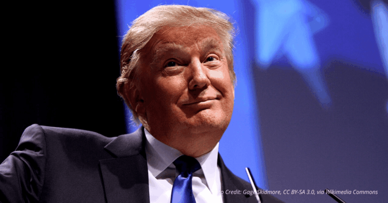 Donald Trump smirking while speaking at CPAC 2011