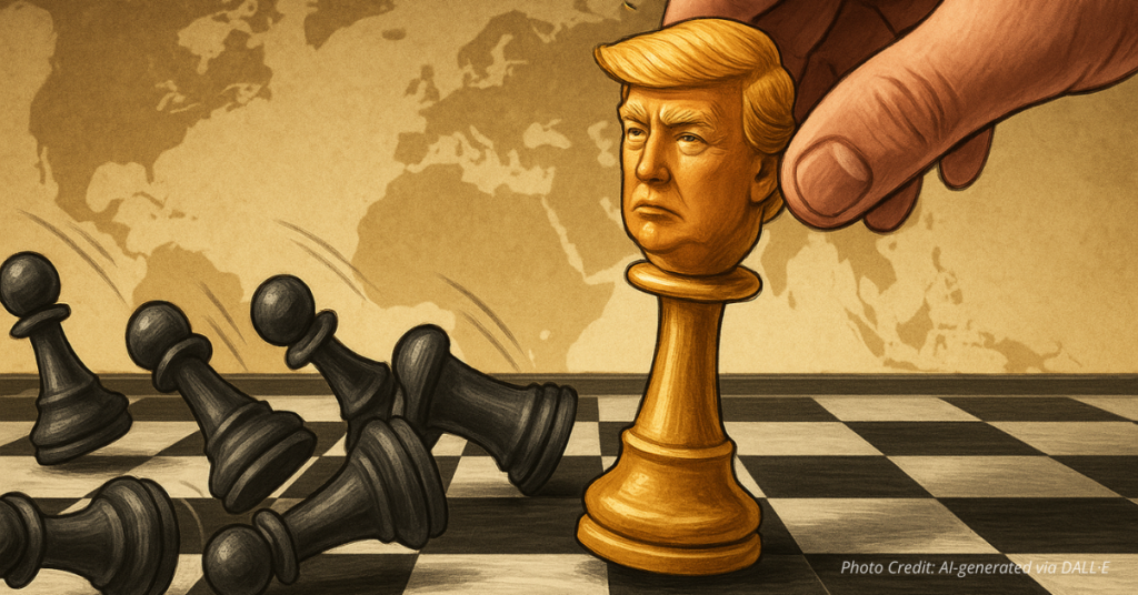 Trump as a chess piece making unpredictable moves