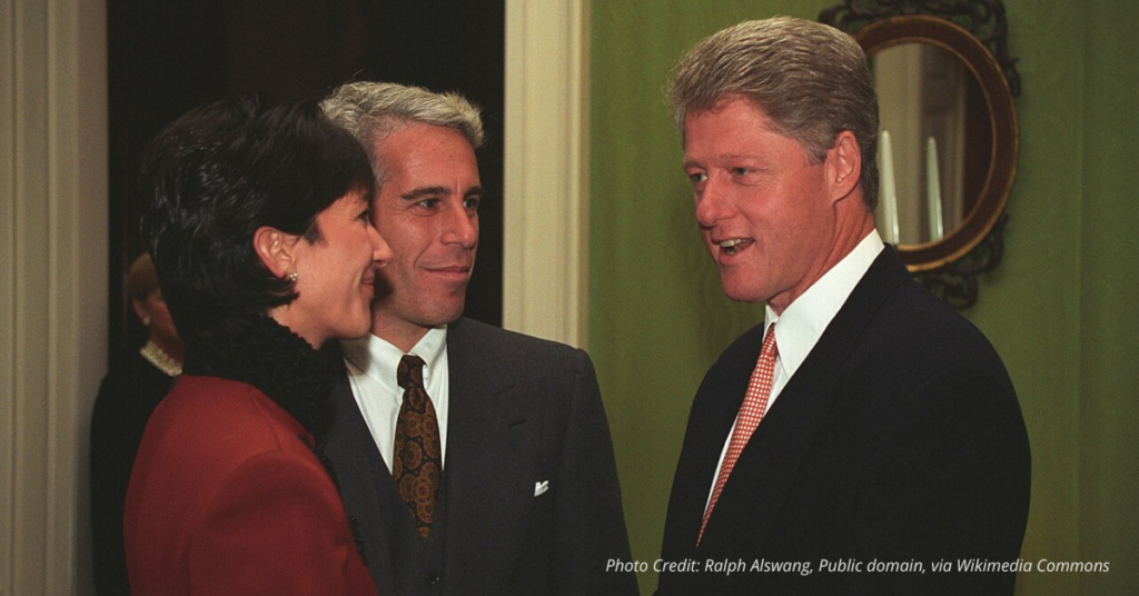 Bill Clinton with Jeffrey Epstein and Ghislaine Maxwell at White House, 1993