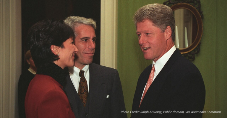 Bill Clinton with Jeffrey Epstein and Ghislaine Maxwell at White House, 1993