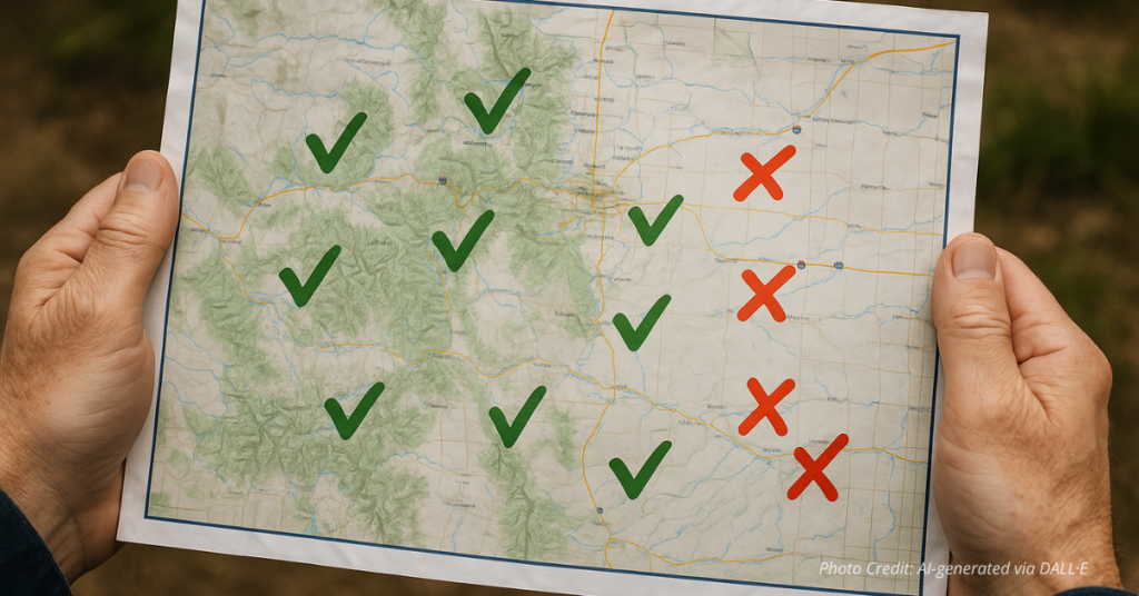 Colorado map showing communities approved or denied housing grant eligibility