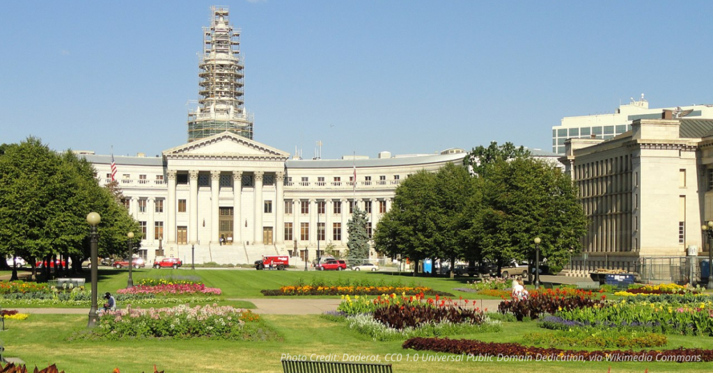 Denver City and County Building with Civic Center Park gardens