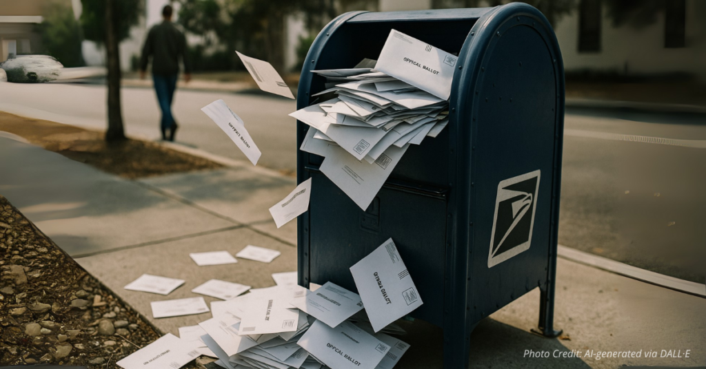 Mailbox overflowing with mail-in ballots