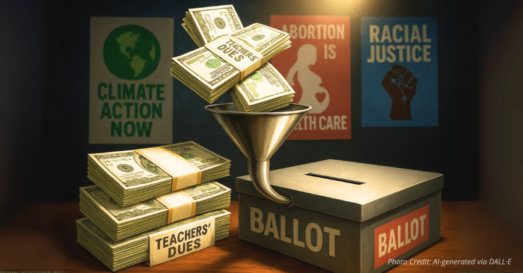 Money labeled “Teachers’ Dues” funneled into politics
