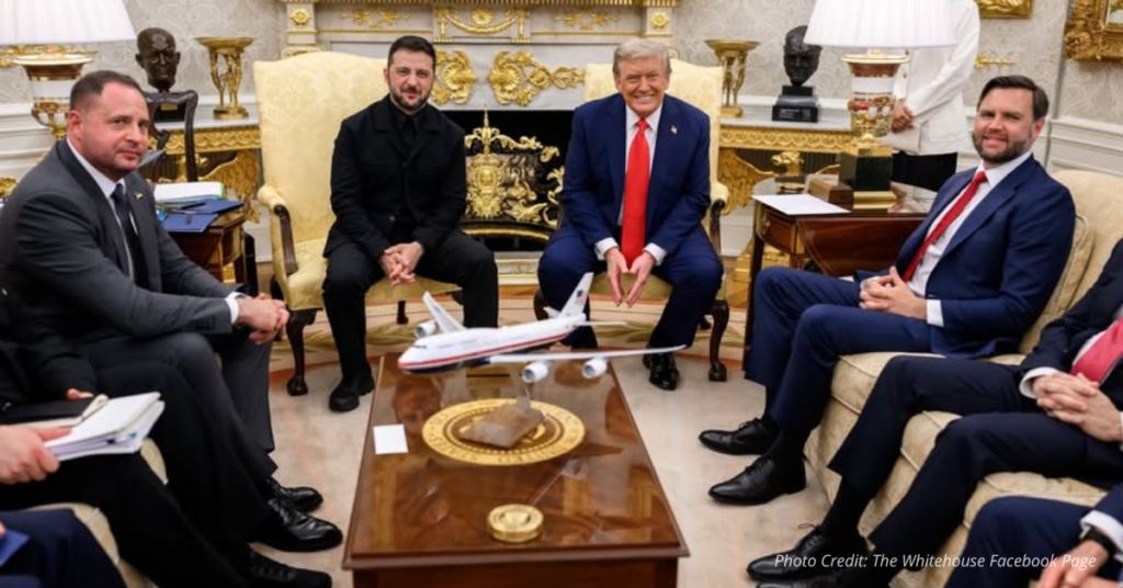Leaders seated at White House table representing high-stakes Ukraine summit