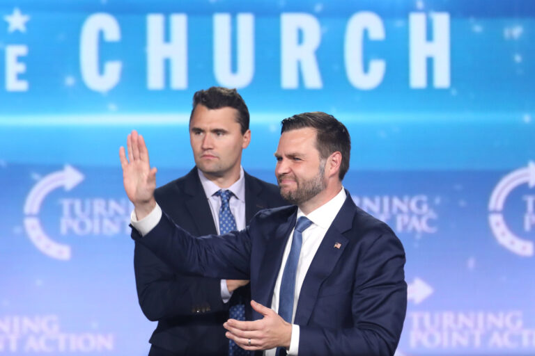 Charlie Kirk and JD Vance onstage together