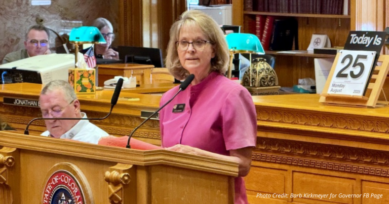Barb Kirkmeyer on the floor of the Colorado State House.