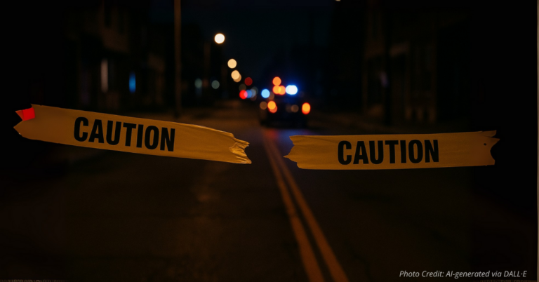 Broken caution tape represents aftermath of chaotic Aurora shooting