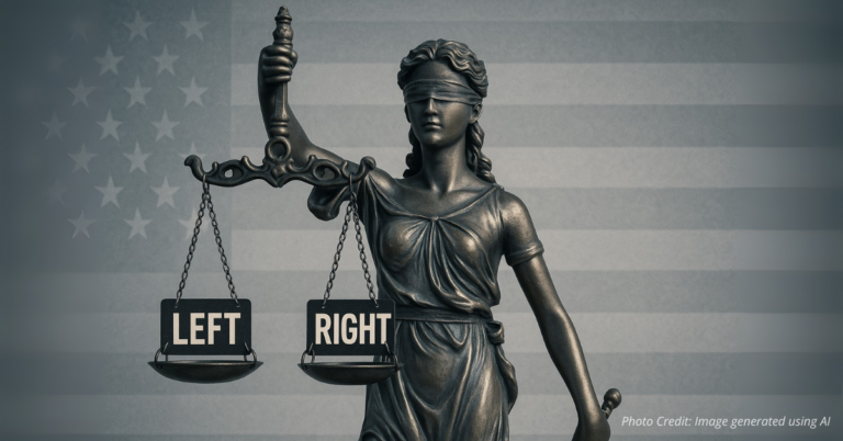 Lady Justice with balanced Left and Right scales symbolizing equal justice
