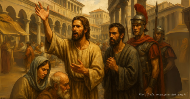 Christians preaching under guard watch symbolizing boldness