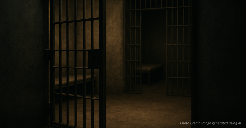 Empty jail cell with open bars symbolizing probation over prison