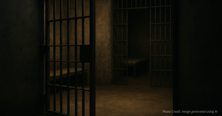 Empty jail cell with open bars symbolizing probation over prison