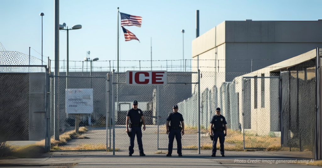 ICE detention facility with heightened security measures