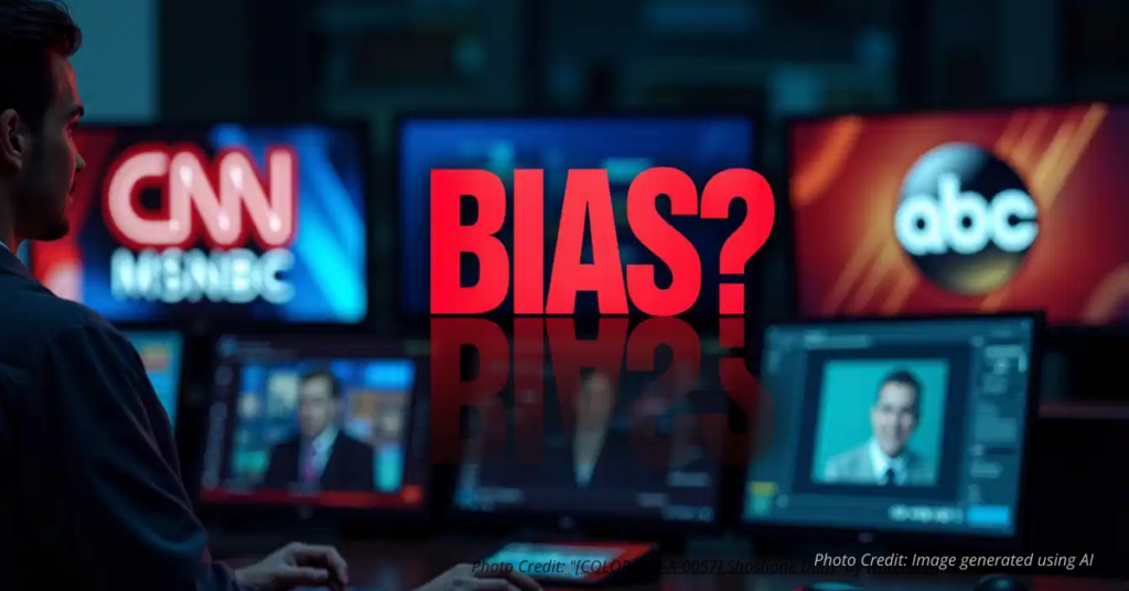 TV screens with CNN, MSNBC, and ABC logos under the word ‘Bias?’