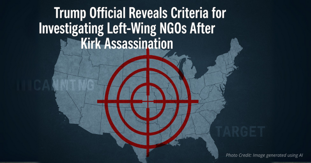 U.S. map with red circles and magnifying glass symbolizing NGO investigations