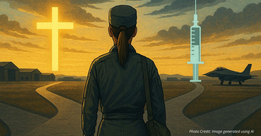 Military pilot facing symbolic choice between faith and vaccine mandate