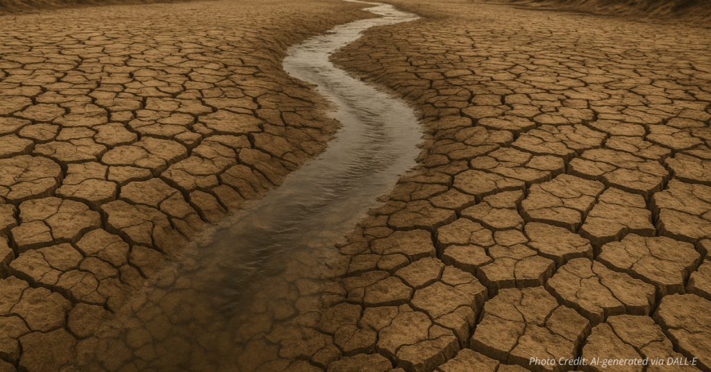 Cracked riverbed showing Rio Grande drought crisis