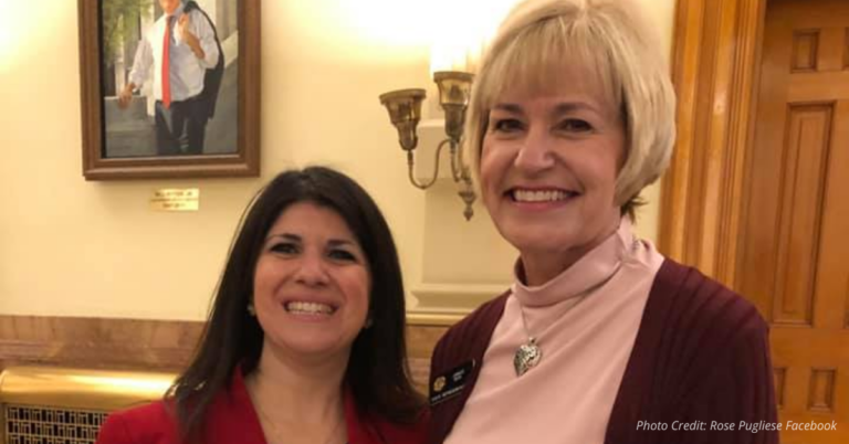 Rose Pugliese with Sen. Janice Rich, whose Bible verse guided her resignation decision