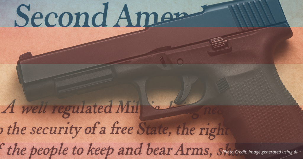 Second Amendment with handgun and transgender flag overlay