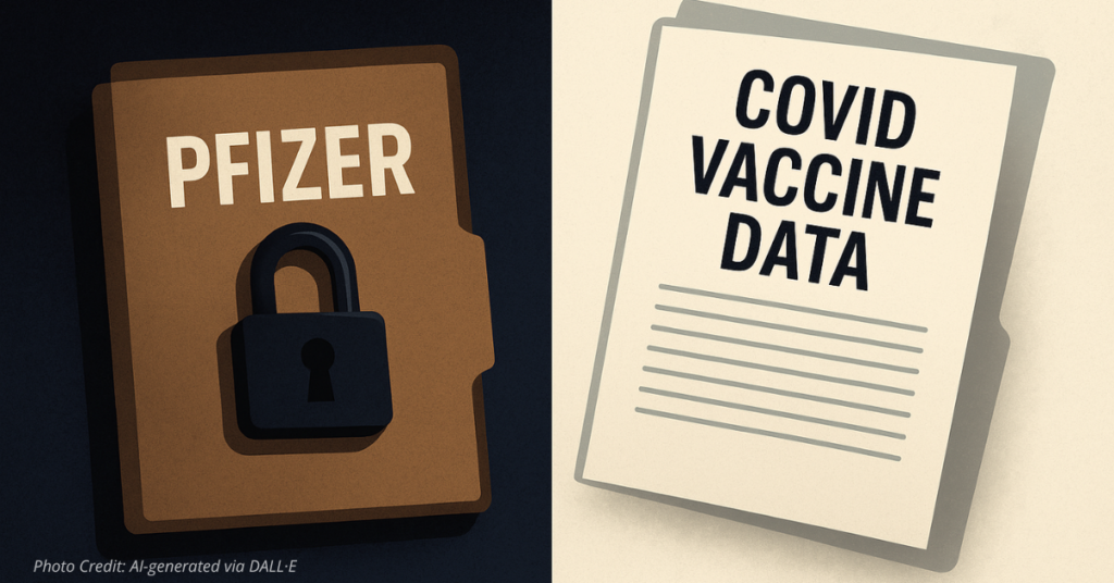 Split image of hidden vs open COVID vaccine data