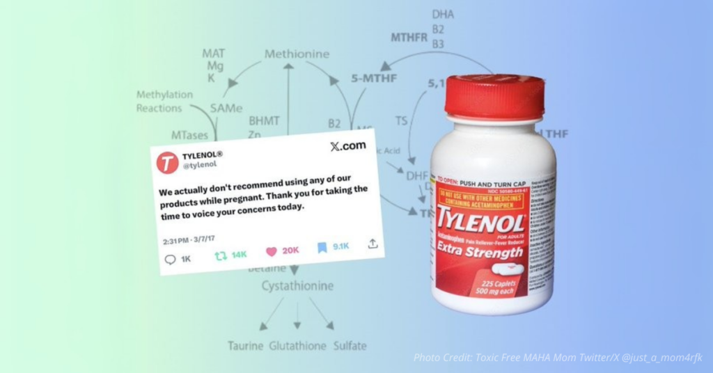 Tylenol pregnancy risk warning alongside official X.com disclaimer