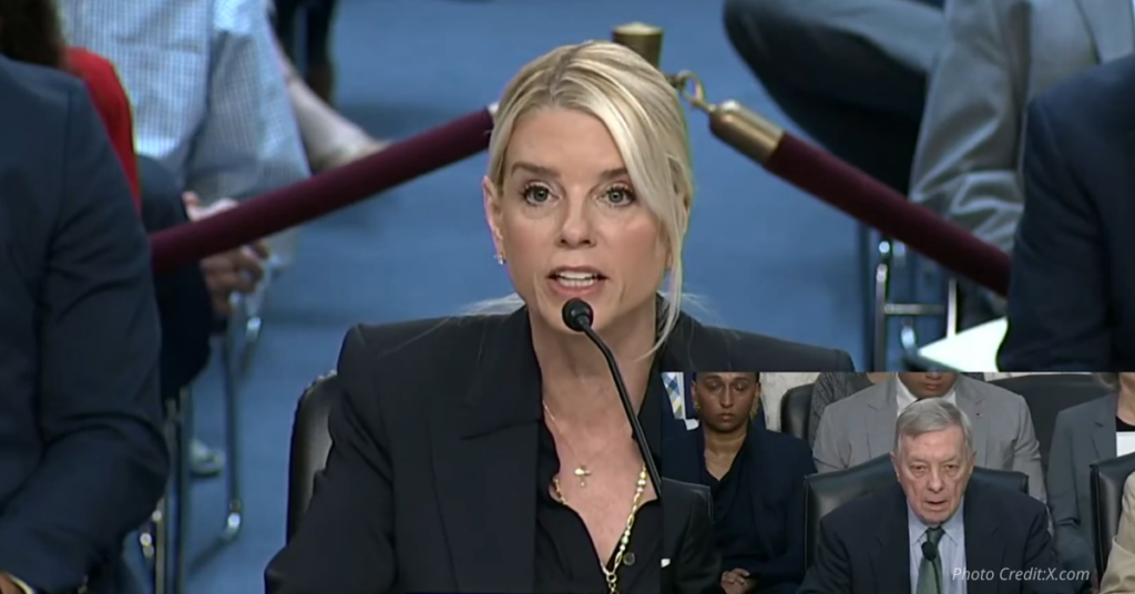 Pam Bondi in a Senate Judiciary hearing.