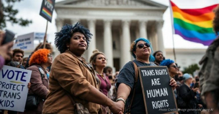 LGBTQ protests in front of the Supreme Court.