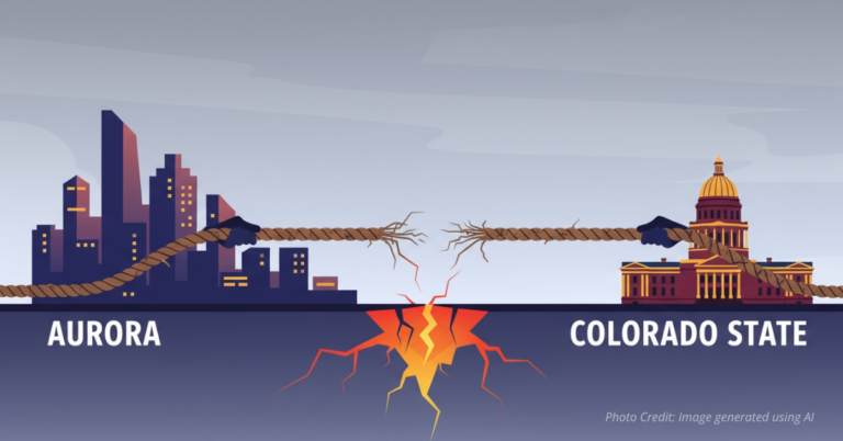 City of Aurora in a tug-of-war with state power.