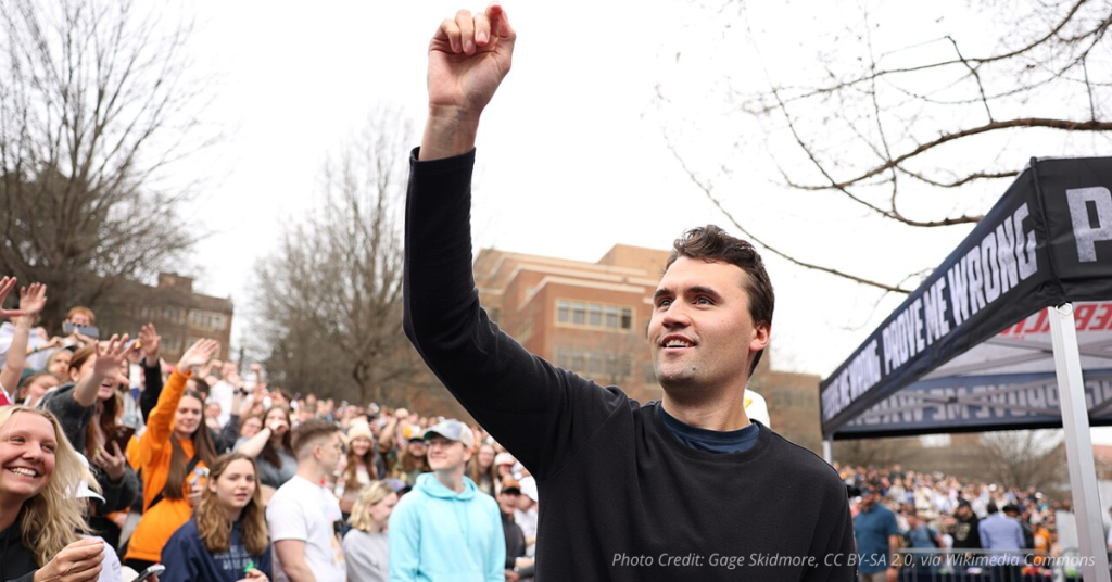 Charlie Kirk speaks during the American Comeback Tour at the University of Tennessee
