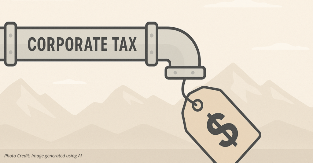 Corporate tax pipeline flowing into a large price tag