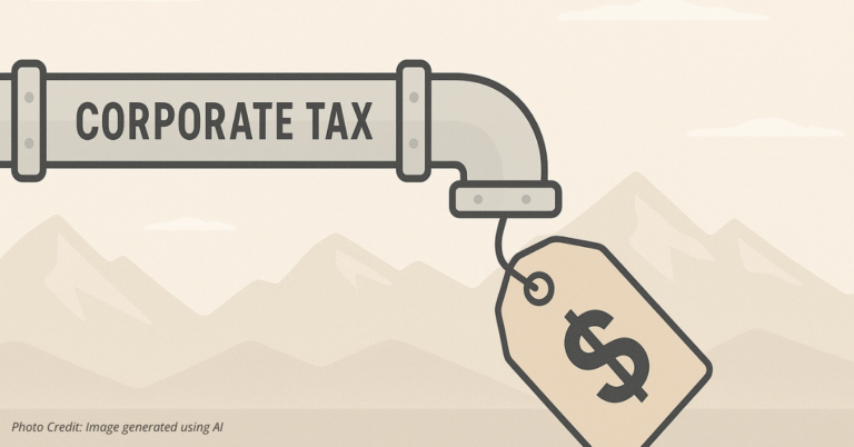 Corporate tax pipeline flowing into a large price tag