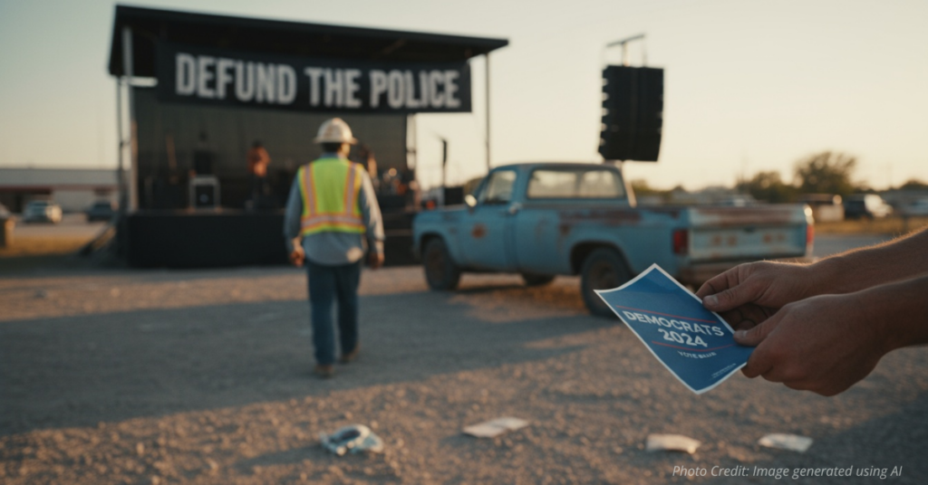 Lone man at defund the police Democrat rally.