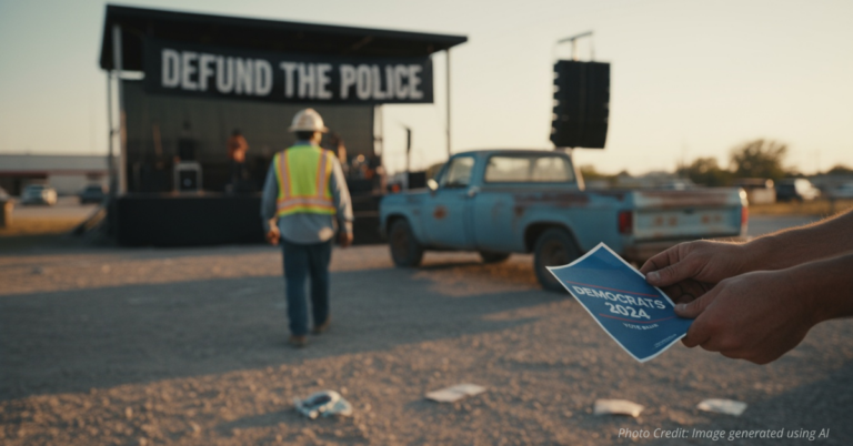 Lone man at defund the police Democrat rally.