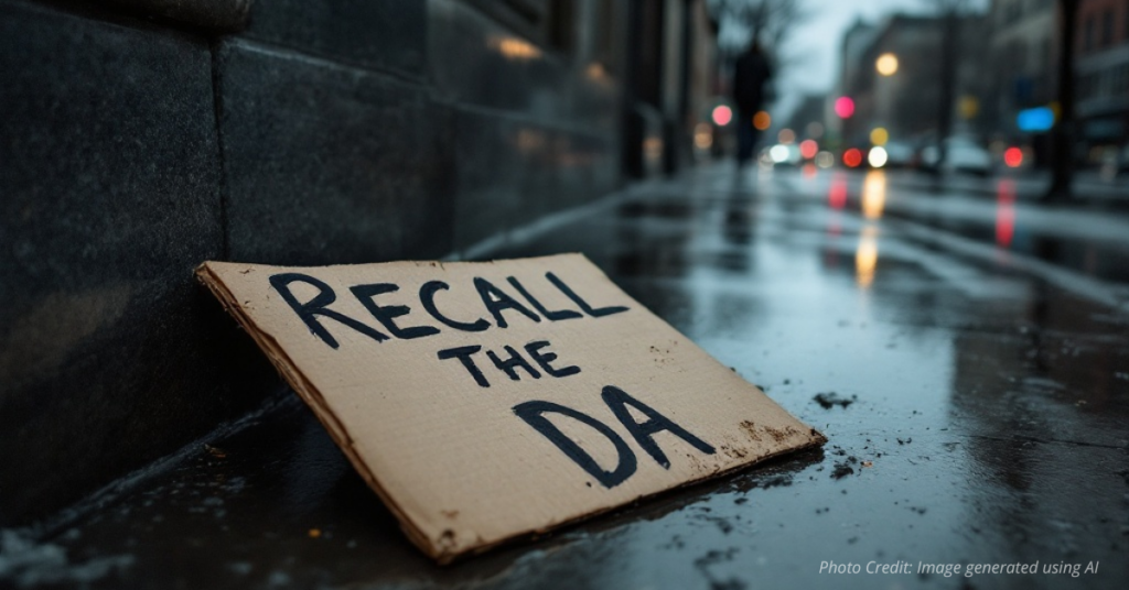 Abandoned protest sign on empty street.