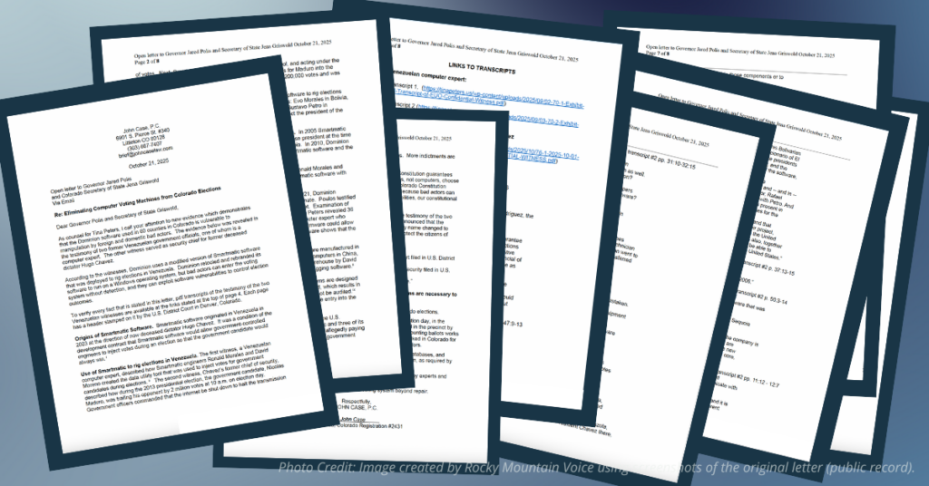 Screenshots of a public letter displayed as a banner background