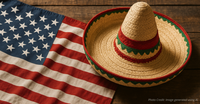 American flag beside sombrero symbolizes offensive racial undertones
