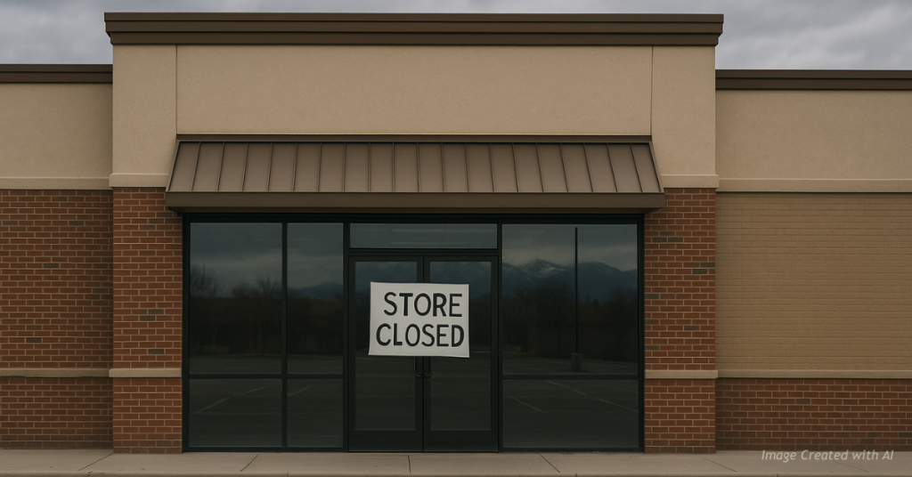 Closed retail storefront symbolizing the impact of theft on Colorado businesses