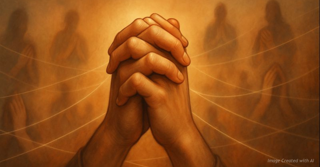 Hands in prayer symbolizing unity and spiritual connection