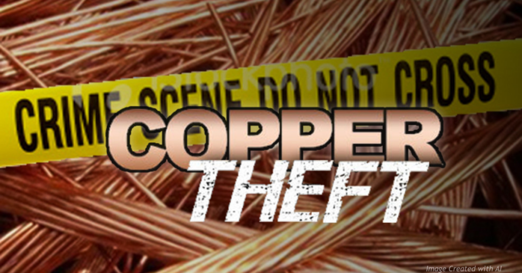 Crime scene tape over copper wiring symbolizing copper theft blamed for weeklong phone outages in southeast Denver.