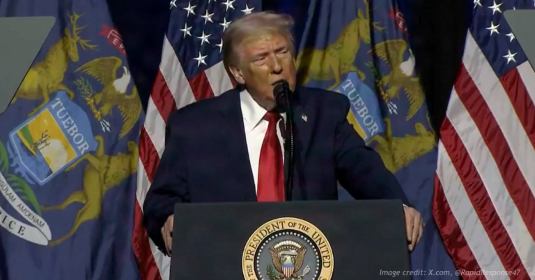 Donald Trump speaking at the Detroit Economic Summit, January 2026.