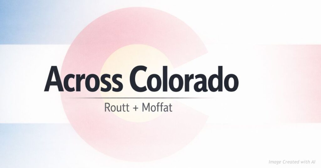 Text reading Across Colorado with Routt and Moffat below