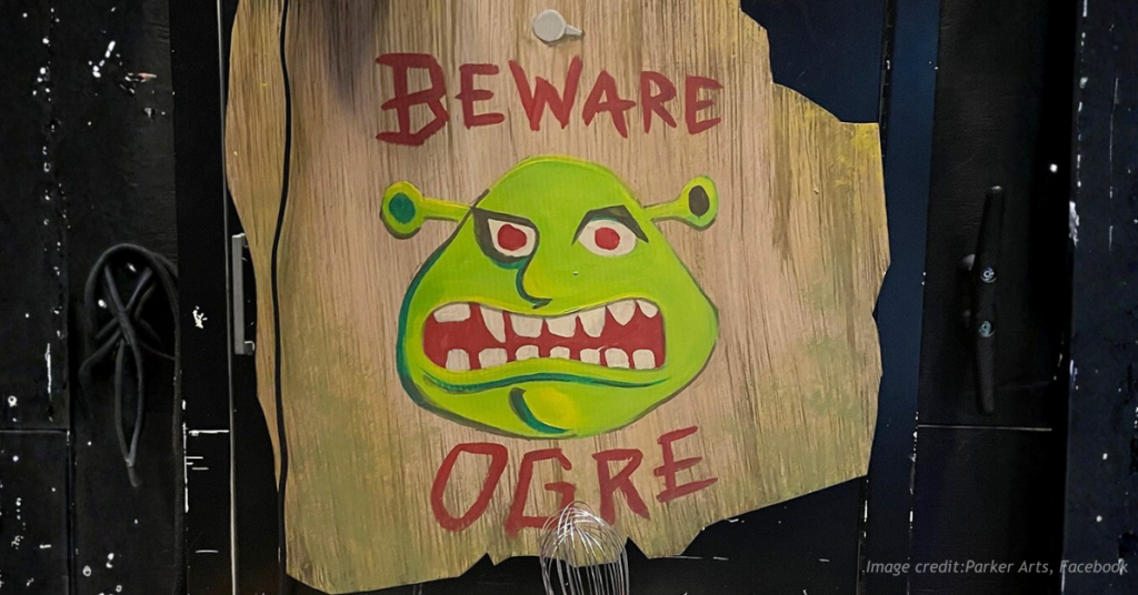 Parker Arts: Beware of ogre sign.