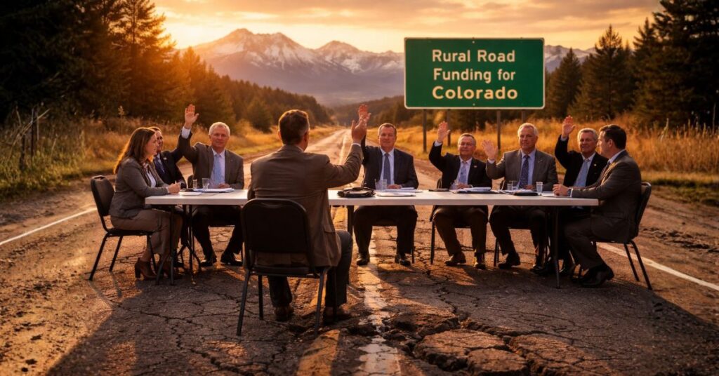 Colorado committee members vote on rural highway funding outdoors