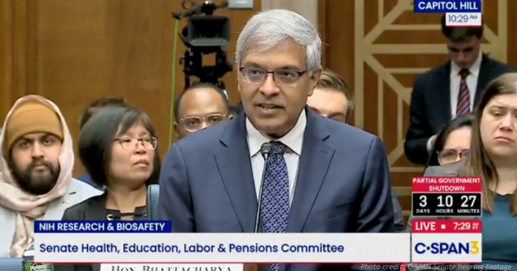 Dr. Jay Bhattacharya testifies before the Senate during questioning on vaccines and public health policy