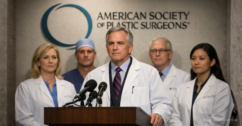 Plastic surgeons announce new guidance delaying gender related surgeries for patients under 19 at a formal press conference.