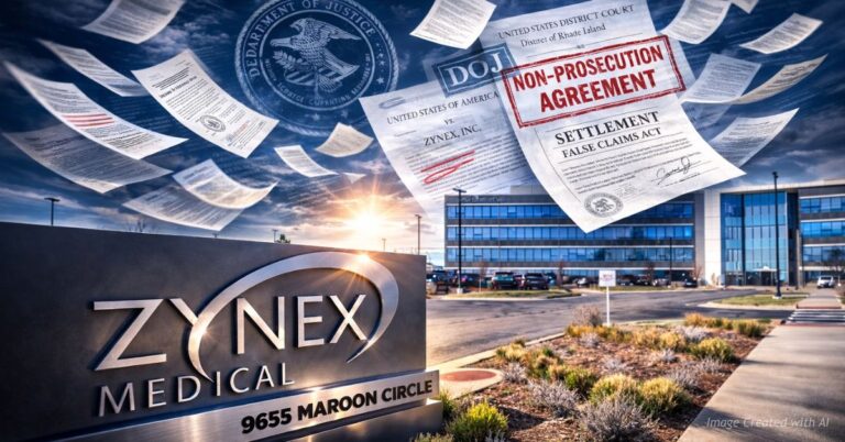 Medical device and gavel symbolizing federal fraud investigation and forfeiture