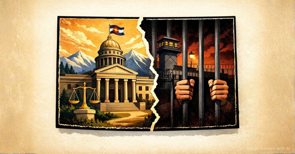 Colorado map showing contrast between courthouse probation and prison sentencing