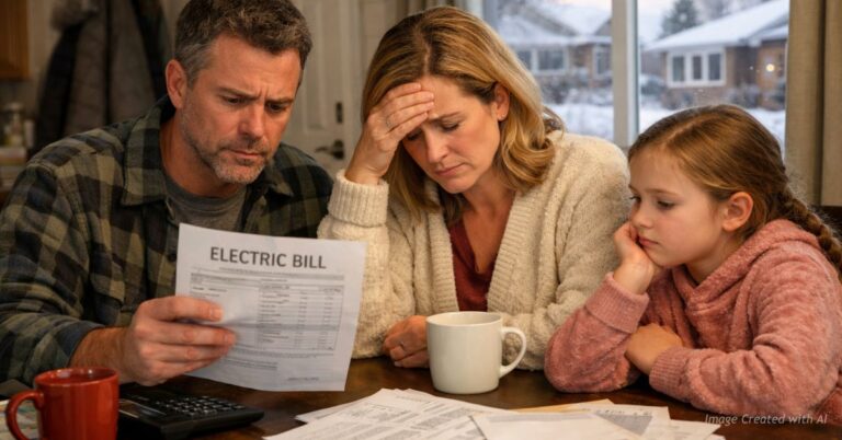 Colorado family reacts to a high electricity bill, highlighting rising energy costs for households.