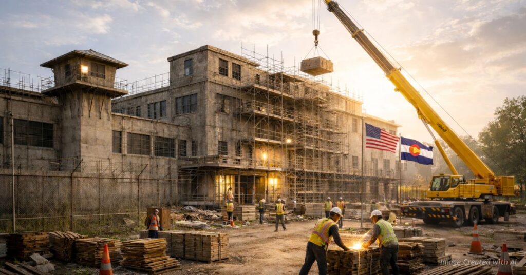 Cinematic view of abandoned Colorado prison being revived amid budget and overcrowding debate