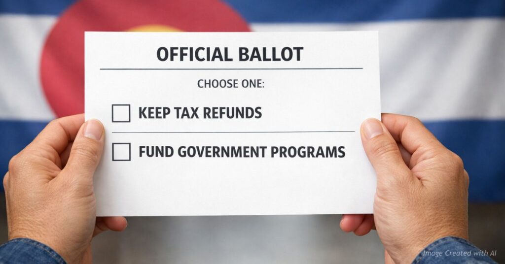 Colorado voter choosing between tax refunds and government spending